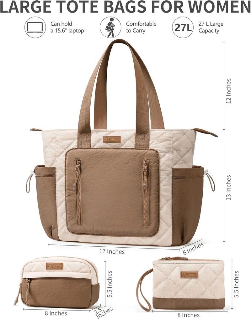 Bagstellar Puffer Tote Bag for Women, Lightweight Puffy Work Laptop Handbag Teacher Nurse Quilted School Daily Travel Gym Bag | Durable, with Zipper, 15.6" Laptop Sleeve, Large Tumbler Holder, Daily Carry On Bags, Comfy College Bags, Portable, Spacious - Image 2